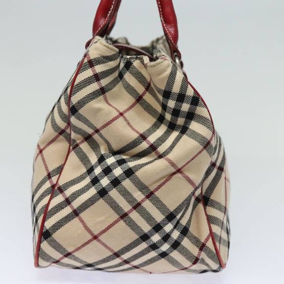 BURBERRY Nova Check Blue Label Hand Bag Canvas Beige Red Auth yk13174 - Picture 4 of 16